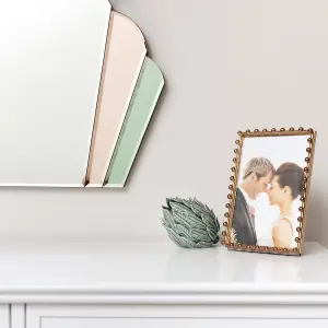 Melody Maison Pink & Green Glass Art Deco Arch Fan Wall Mirror 71cm x 46cm