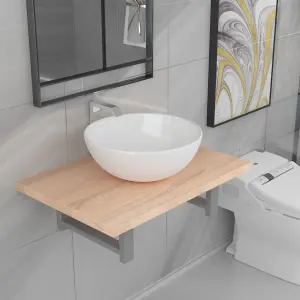 Berkfield Two Piece Bathroom Furniture Set Ceramic Oak