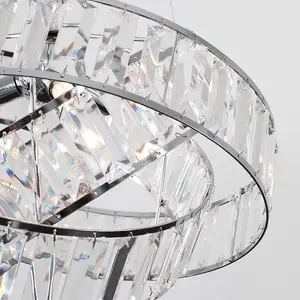 ValueLights Hudson Modern 3 Way Chrome and Clear Acrylic Jewel Ring Pendant Ceiling Light