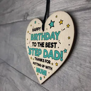 Funny Birthday Gift For Step Dad Rude Step Dad Gift Wooden Heart Gift For Him