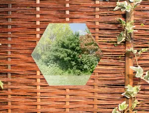 Primrose Acrylic Non Shatter Outdoor Wall Mounted Hexagonal Silver Garden Illusion Mirror 40cm