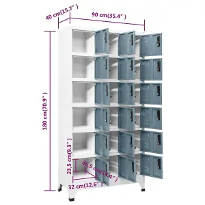 Berkfield Locker Cabinet Light Grey and Dark Grey 90x40x180 cm Steel