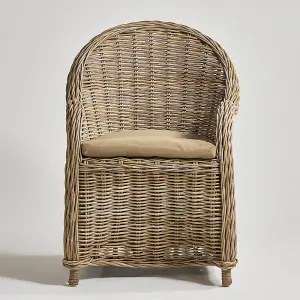 Libby Armchair Removable Cushion Seat with a Classic Rattan Wicker Round Frame