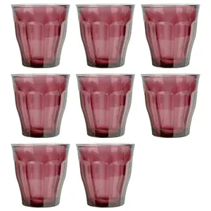 Picardie Glass Tumblers - 250ml - Plum - Pack of 8