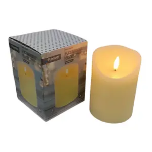 Flickering LED Battery Candle Flameless Realistic Cream Pillar Candle 13cm