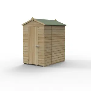 Forest Garden Beckwood Shiplap 6x4 ft Apex Natural timber Wooden Pressure treated Shed with floor - Assembly service included