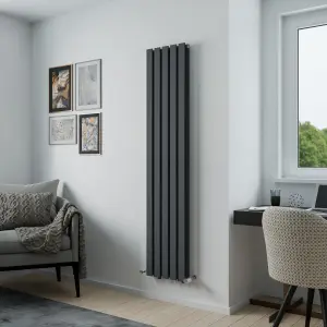 Agadon Lola Duplex Designer Panel Radiator 1800 x 372 mm Textured Anthracite