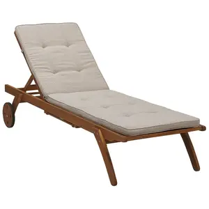 Sun Lounger with Cushion Wood Beige CESANA