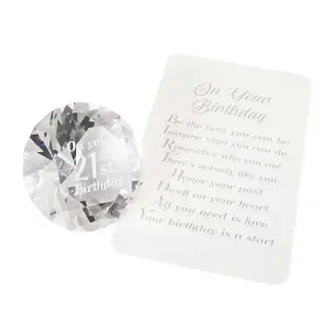 Modern Transparent K9 Crystal Glass 21st Birthday Sentiment Ornament Gift Set