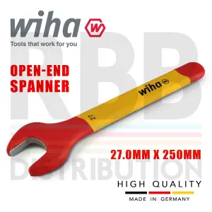 Wiha Spanner Wrench 27mm VDE Electricians Single Insulated Open End 43042