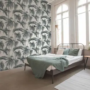 Lola Paris Palm Motif Wallpaper Cream / Silver AS Creation 36919-2