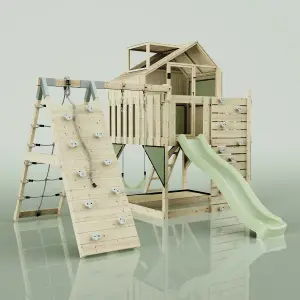 PolarPlay Kids Climbing Tower & Playhouse with Swing and Slide - Climb & Swing Ragna Sage