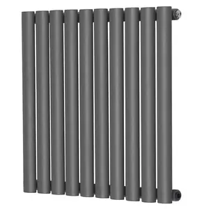 Right Radiators 600x590mm Horizontal Single Oval Column Designer Radiator Anthracite