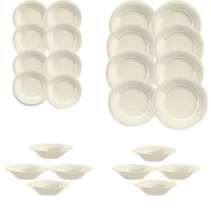 Purely Home Crackle Cream Melamine 24 Piece Outdoor Dinnerware Set for 8