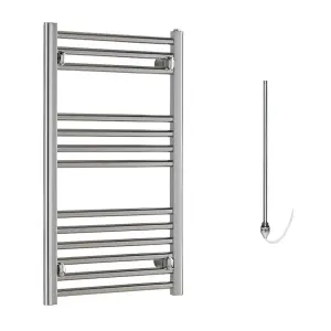 Bray Electric Heated Towel Rail, Prefilled, Straight, Chrome - W400 x H800 mm