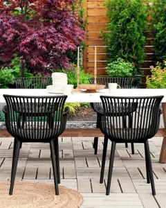 Set of 4 Garden Chairs PESARO Black