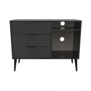 Hong Kong Ready assembled Matt black Media unit with 2 shelves & 3 drawers, (H)97cm x (W)74cm x (D)39.5cm