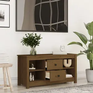 Berkfield TV Cabinet Honey Brown 103x36.5x52 cm Solid Wood Pine