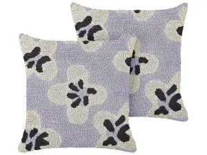 Set of 2 Cushions SOAPWORT Cotton 45 x 45 cm For Kids Tufted Purple