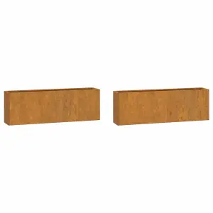 Berkfield Wall Planters 2 pcs Rusty Corten Steel 53x10x17 cm