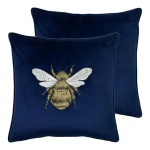 Hortus Square Scatter Cushion (Set of 2) Navy