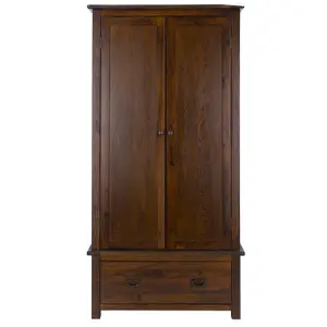 Wardrobe 2 door, 1 drawer, rich dark brown lacquer finish, Boston range