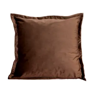 Brown Velvet Edged Cushion Cover