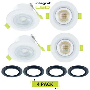 Smart Alexa Fire Rated LED Downlights: IP65 600LM 5W 2700K to 6500K Dimmable - Black (4 Pack)