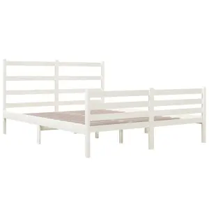 Berkfield Bed Frame White Solid Wood Pine 120x190 cm 4FT Small Double