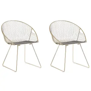 Set of 2 Dining Chairs AURORA Metal Gold