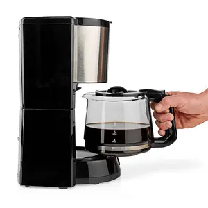 Filter Coffee Machine 1.5L 1000W for up to 12 Cups, with Keep Warm Function and Reusable Nylon Filter