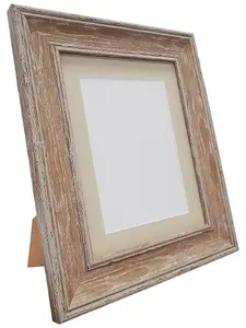 Scandi Distressed Wood Frame with Light Grey Mount for Image Size 5 x 3.5 Inch