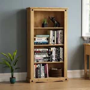 Vida Designs Corona Solid Pine Medium Bookcase Freestanding Shelving Unit (H)1385mm (W)750mm (D)290mm