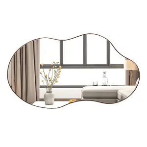 Asymmetrical Metal Framed Wall Accent Mirror Brown / 81.3cm H x 55.1cm W