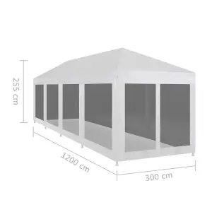 Berkfield Party Tent with 10 Mesh Sidewalls 12x3 m