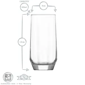 LAV - Diamond Highball Glasses - 215ml - Pack of 6