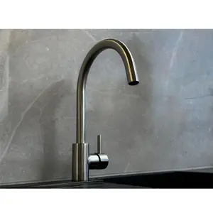 Liquida W06BN Swan Neck Single Lever Monobloc Brushed Nickel Kitchen Mixer Tap