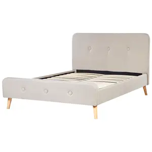 Fabric EU Double Size Bed Beige RENNES