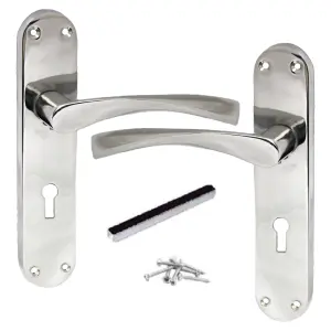 Monja Astrid Door Handles Arched Lever Polished Chrome Key Lock