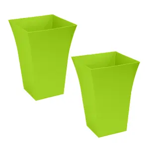 simpa 2PC Lime Green Large Milano Plastic Planters.