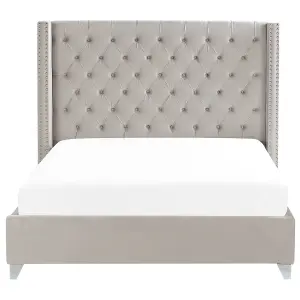 Velvet EU Super King Size Bed Light Grey LUBBON