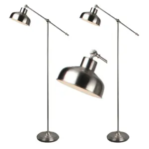 First Choice Lighting Set of 2 Satin Nickel Lever Arm Floor Lamps