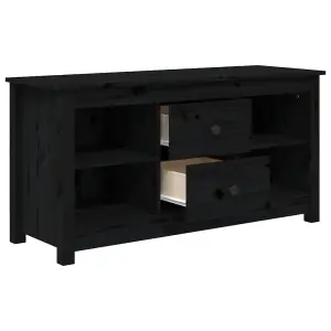 Berkfield TV Cabinet Black 103x36.5x52 cm Solid Wood Pine