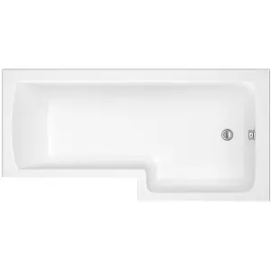 Linea 1700mm L-Shape Shower Bath, Front Panel & Screen - Right Hand