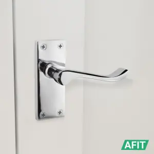 AFIT Polished Chrome Victorian Scroll Door Handles - 4 Pair of Internal Lever Latch Handles on Backplate