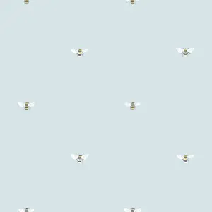 Sophie Allport Duck Egg Bees Pearl effect Embossed Wallpaper