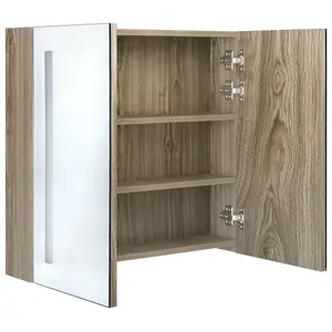 Berkfield LED Bathroom Mirror Cabinet Oak 62x14x60 cm