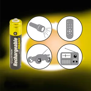 LLOYTRON NiMH Rechargeable AccuReady Batteries, AAA Size/550mAh/Ready to Use/4 Pack