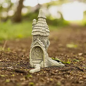 Fairy Castle Garden Ornament Distressed White Stone Effect