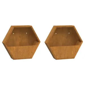 Berkfield Wall Planters 2 pcs Rusty Corten Steel 46x10x40 cm